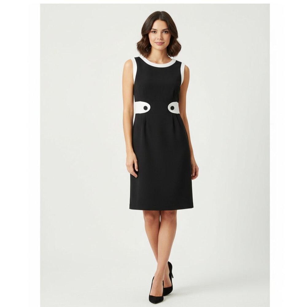 Perceptions Black and White Sheath Dress - Picture 2 of 11